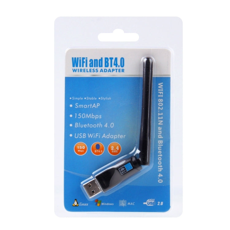 2 in 1 Bluetooth 4.0 + 150Mbps 2.4GHz USB WiFi Wireless Adapter with 2D1 External Antenna 2 in 1 Bluetooth 4.0 + 150Mbps 2.4GHz USB WiFi Wireless Adapter with 2D1 External Antenna